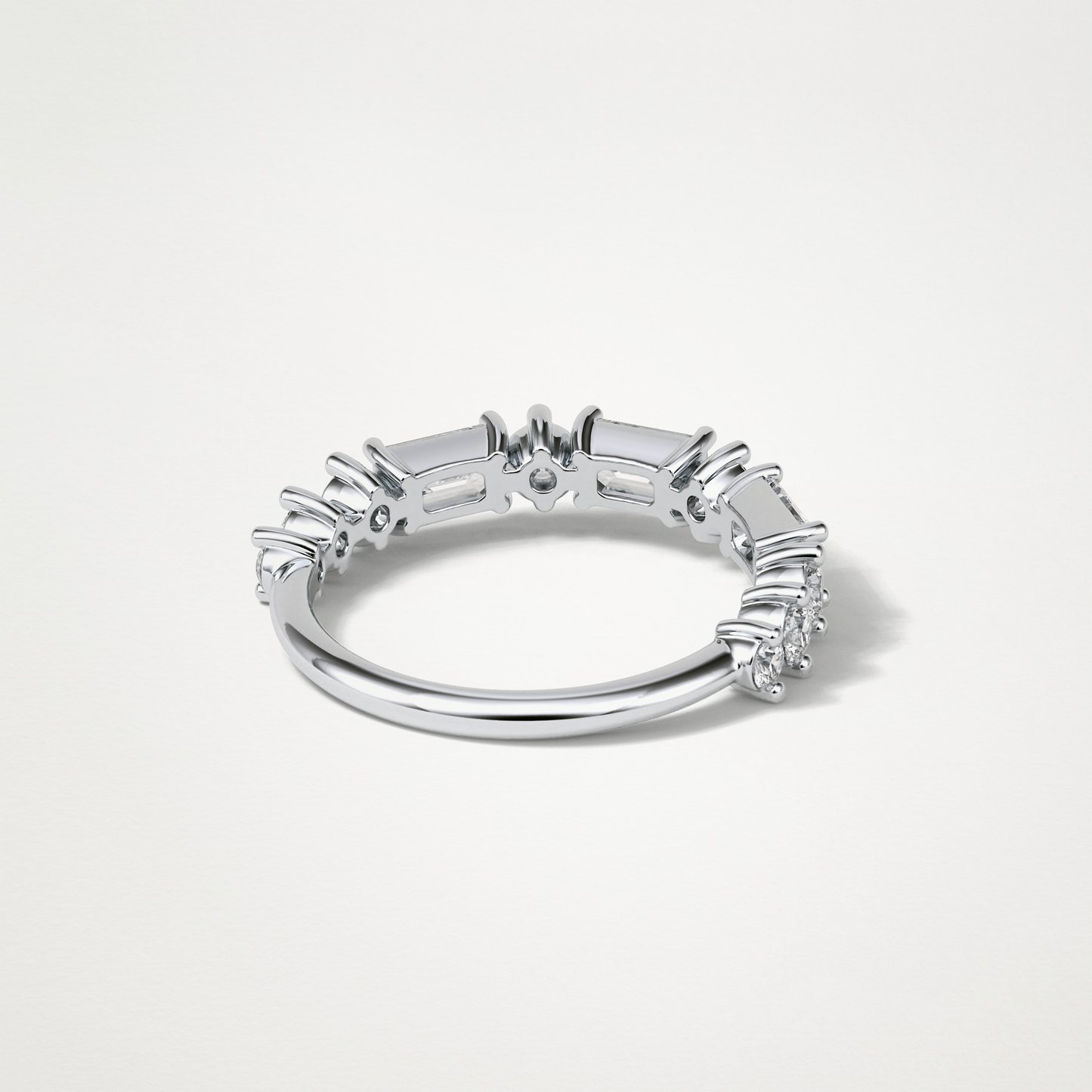 1.28 TCW Emerald and Round Half Eternity Wedding Band – Solid Gold Elegant and Timeless Design