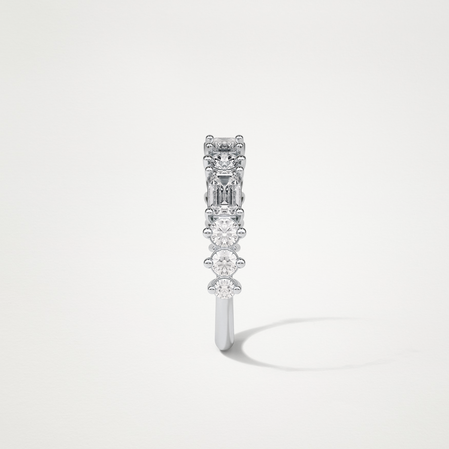 1.28 TCW Emerald and Round Half Eternity Wedding Band – Solid Gold Elegant and Timeless Design