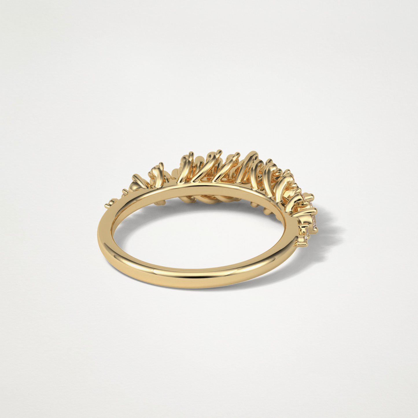 0.64 TCW Round Cluster Half Eternity Wedding Band – Solid Gold Elegant and Timeless Design