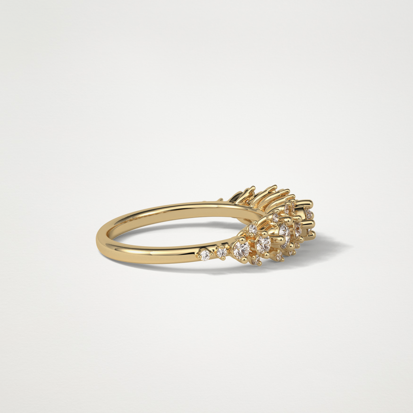 0.64 TCW Round Cluster Half Eternity Wedding Band – Solid Gold Elegant and Timeless Design