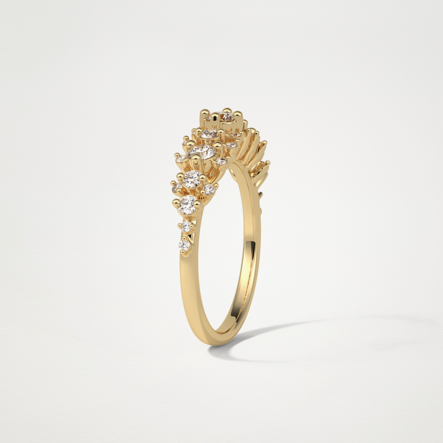 0.64 TCW Round Cluster Half Eternity Wedding Band – Solid Gold Elegant and Timeless Design