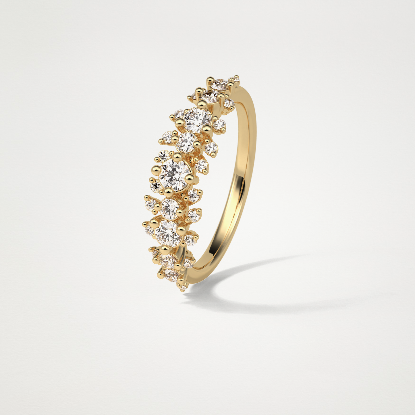 0.64 TCW Round Cluster Half Eternity Wedding Band – Solid Gold Elegant and Timeless Design