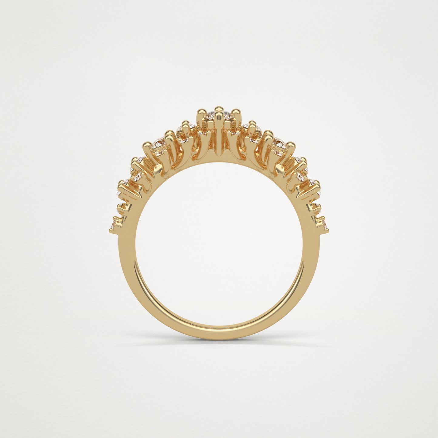0.64 TCW Round Cluster Half Eternity Wedding Band – Solid Gold Elegant and Timeless Design