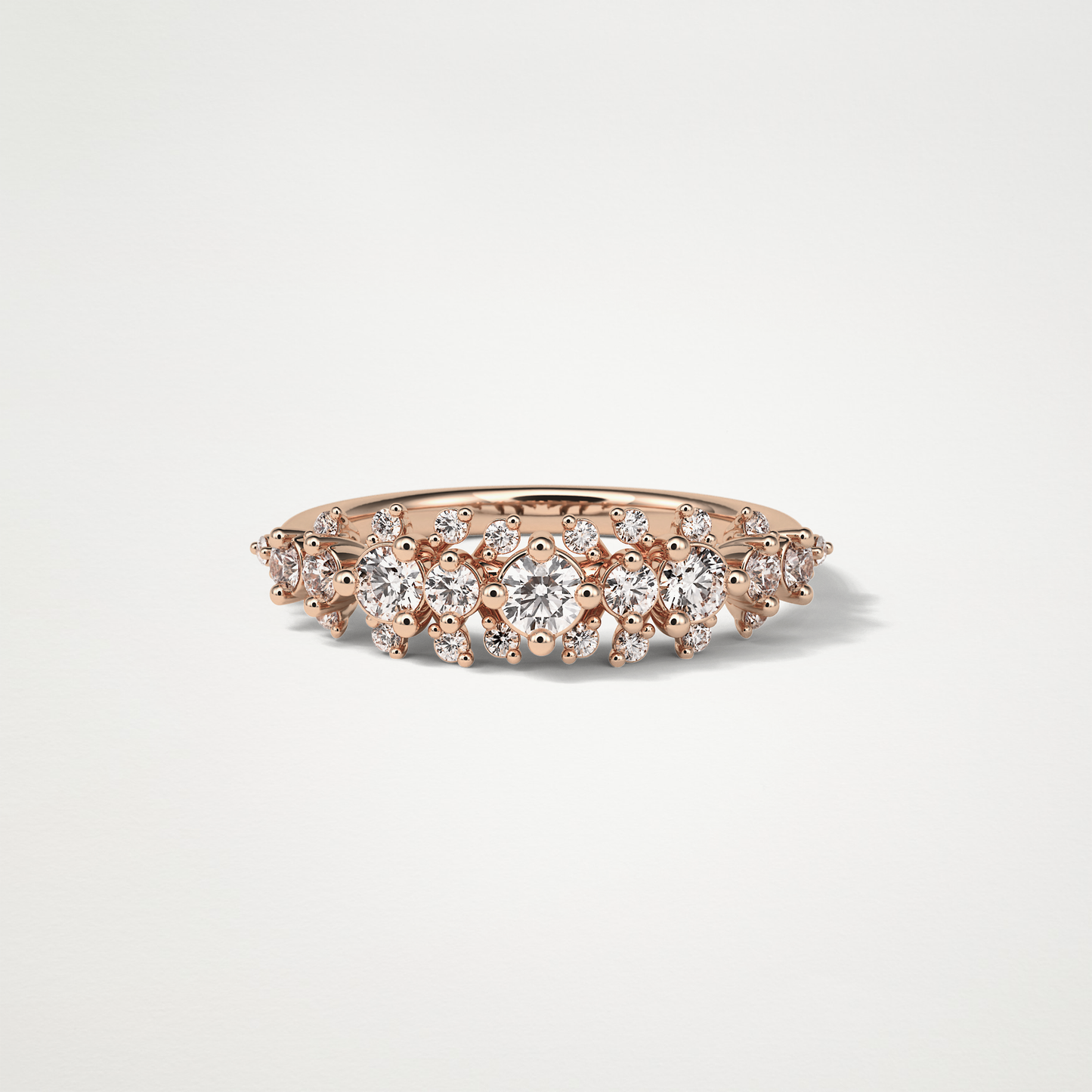 0.64 TCW Round Cluster Half Eternity Wedding Band – Solid Gold Elegant and Timeless Design