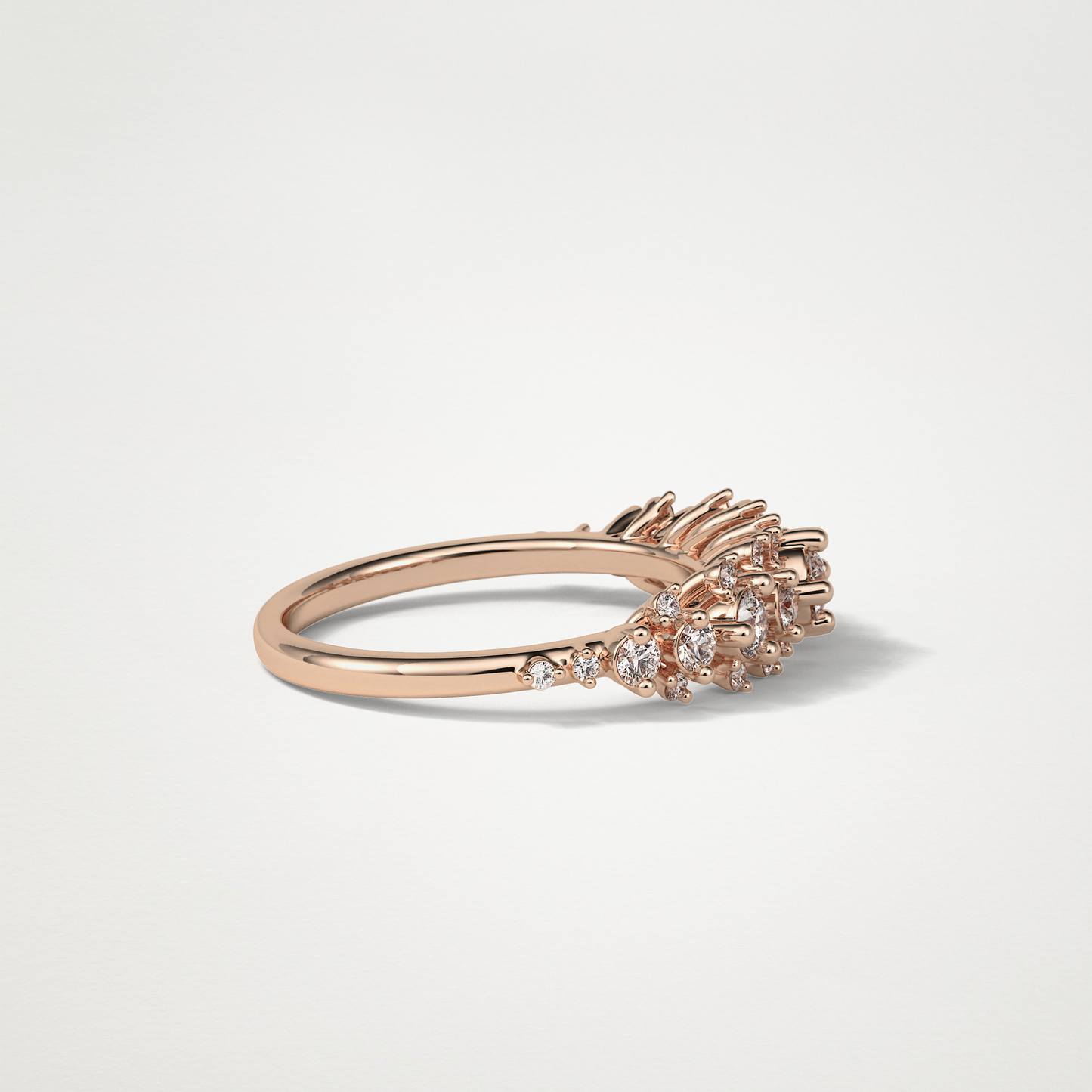 0.64 TCW Round Cluster Half Eternity Wedding Band – Solid Gold Elegant and Timeless Design