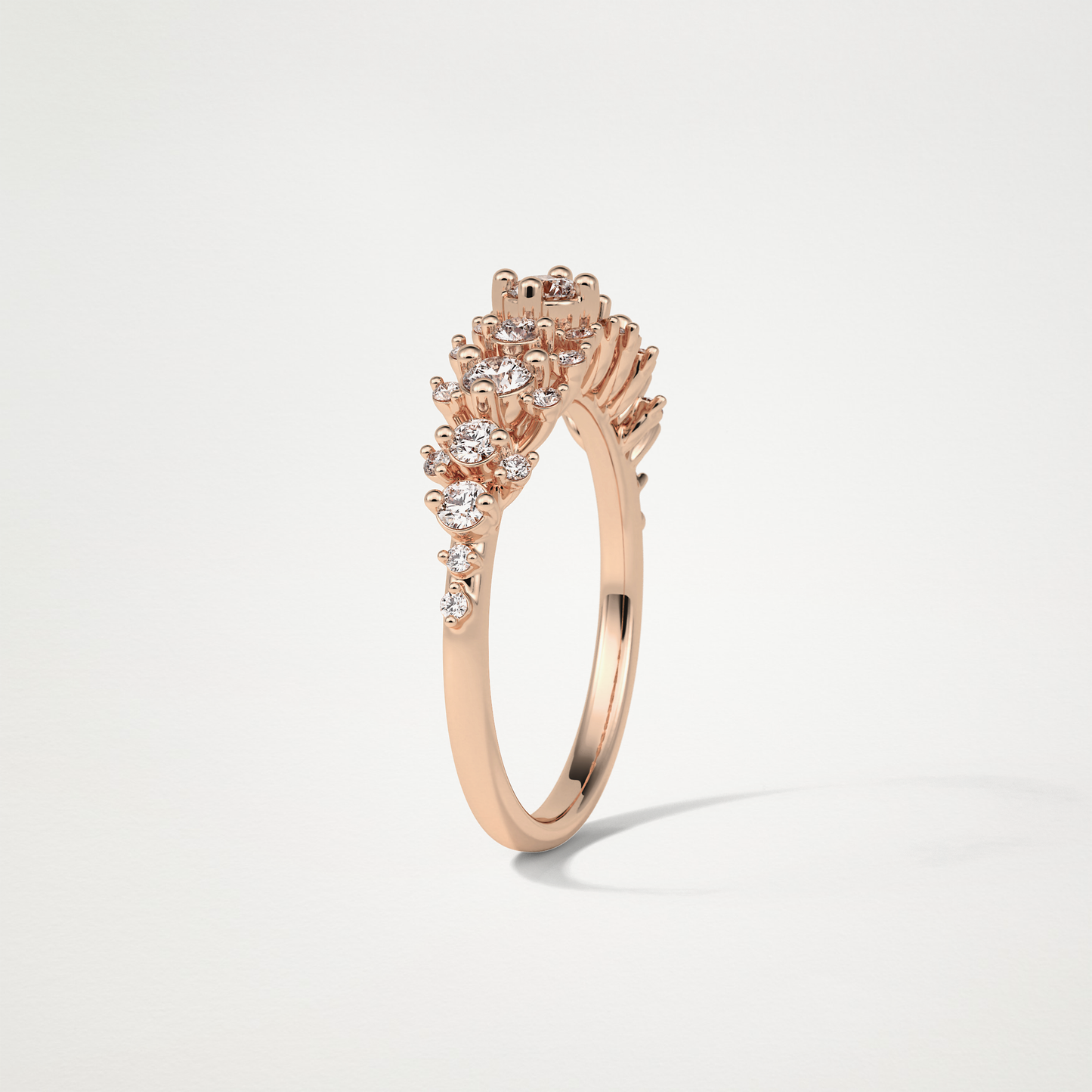 0.64 TCW Round Cluster Half Eternity Wedding Band – Solid Gold Elegant and Timeless Design