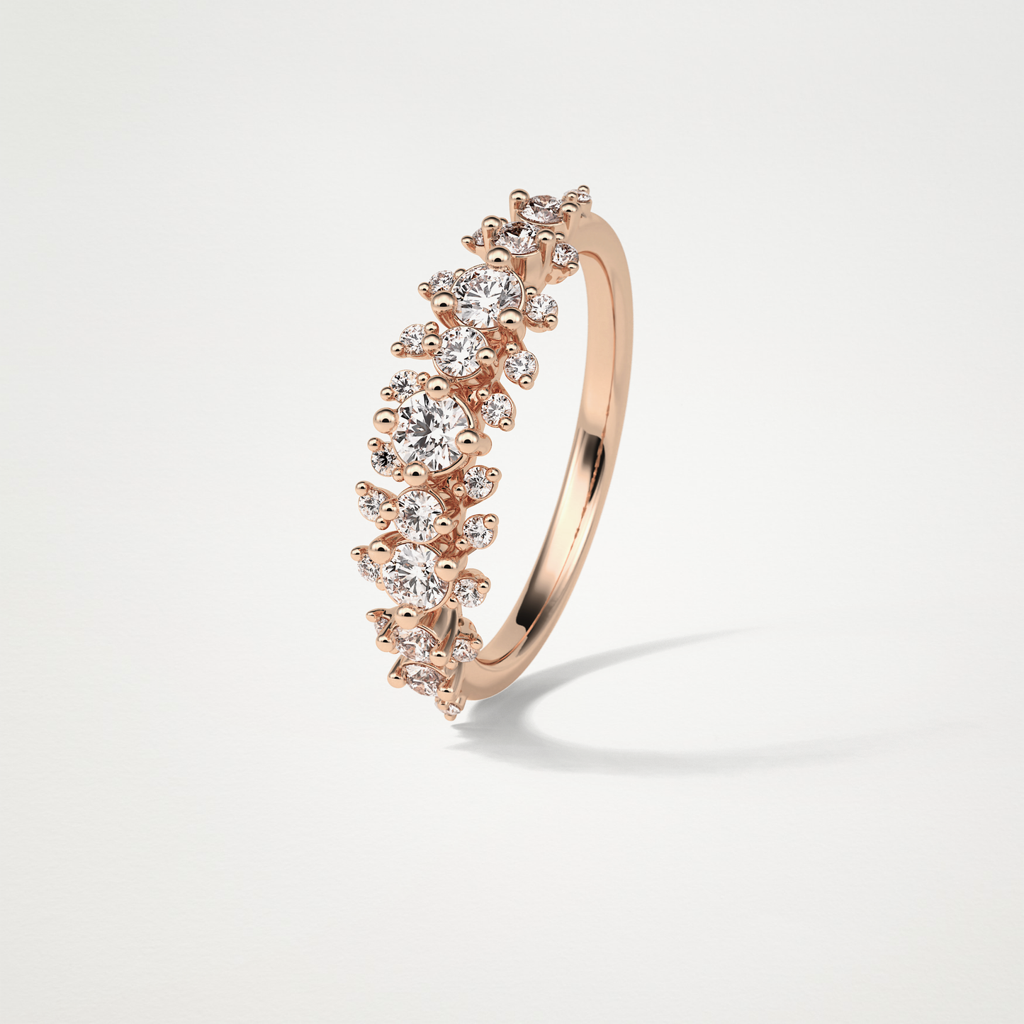 0.64 TCW Round Cluster Half Eternity Wedding Band – Solid Gold Elegant and Timeless Design