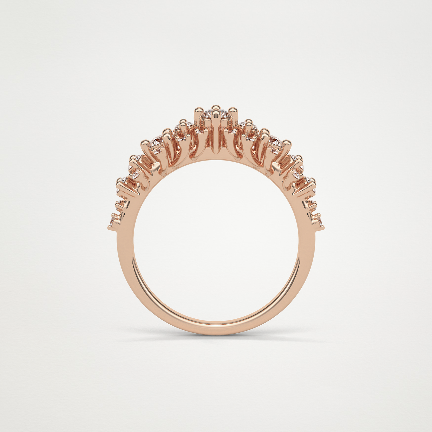 0.64 TCW Round Cluster Half Eternity Wedding Band – Solid Gold Elegant and Timeless Design