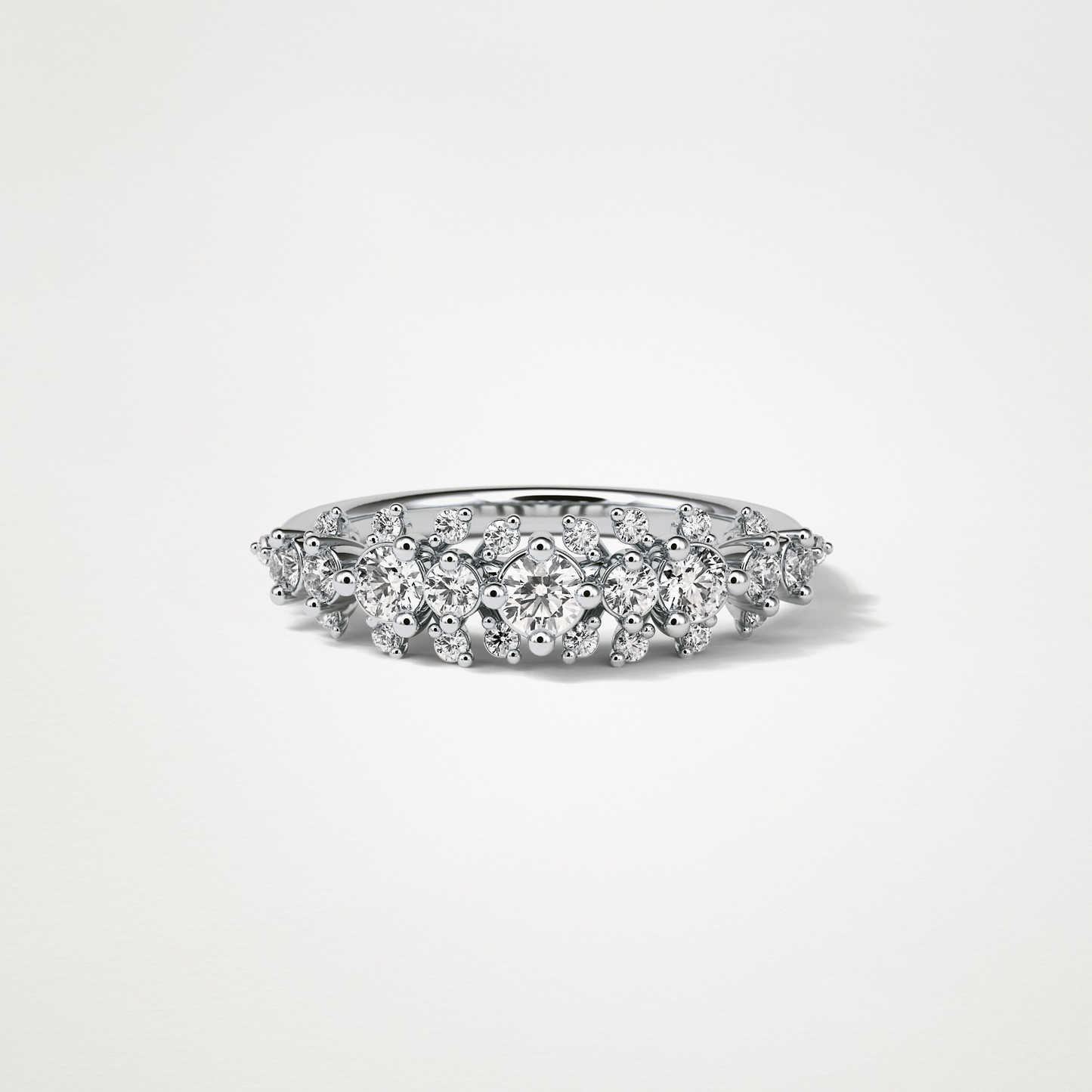0.64 TCW Round Cluster Half Eternity Wedding Band – Solid Gold Elegant and Timeless Design
