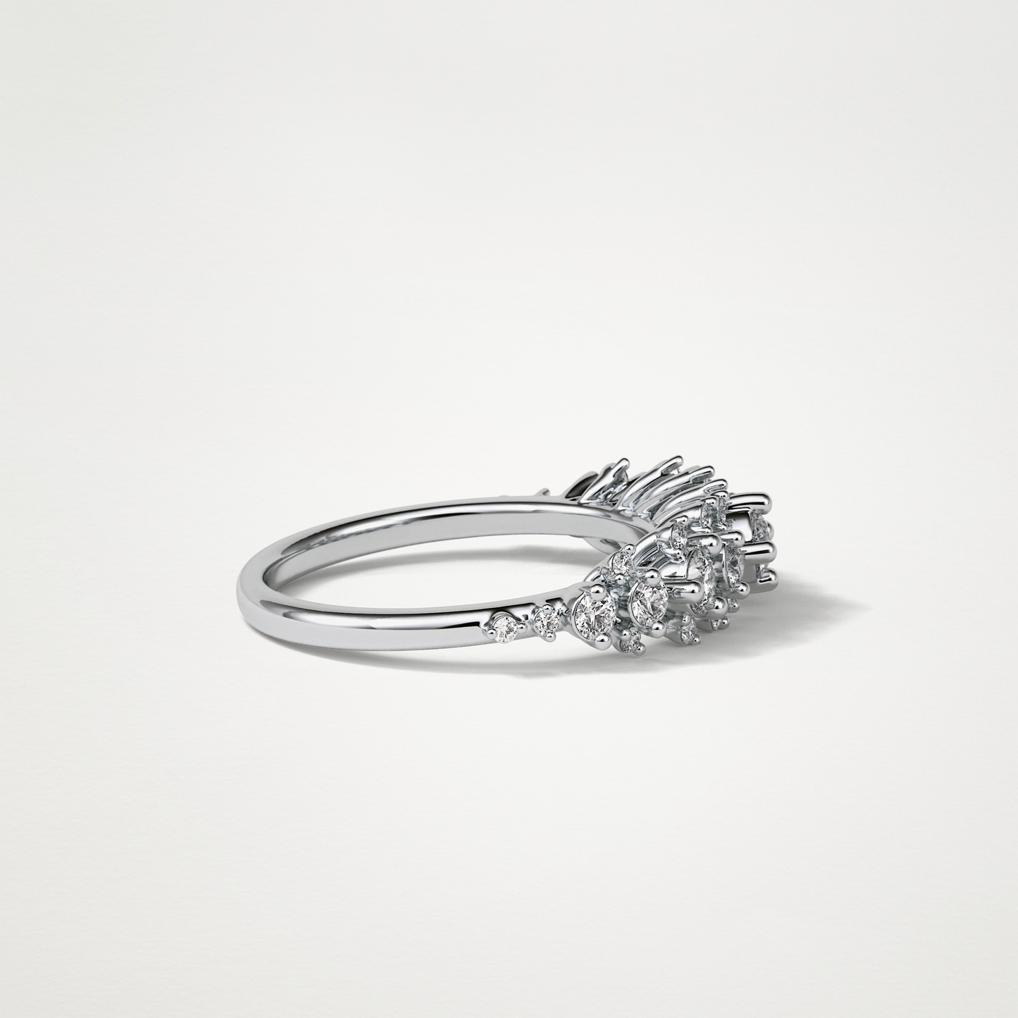 0.64 TCW Round Cluster Half Eternity Wedding Band – Solid Gold Elegant and Timeless Design