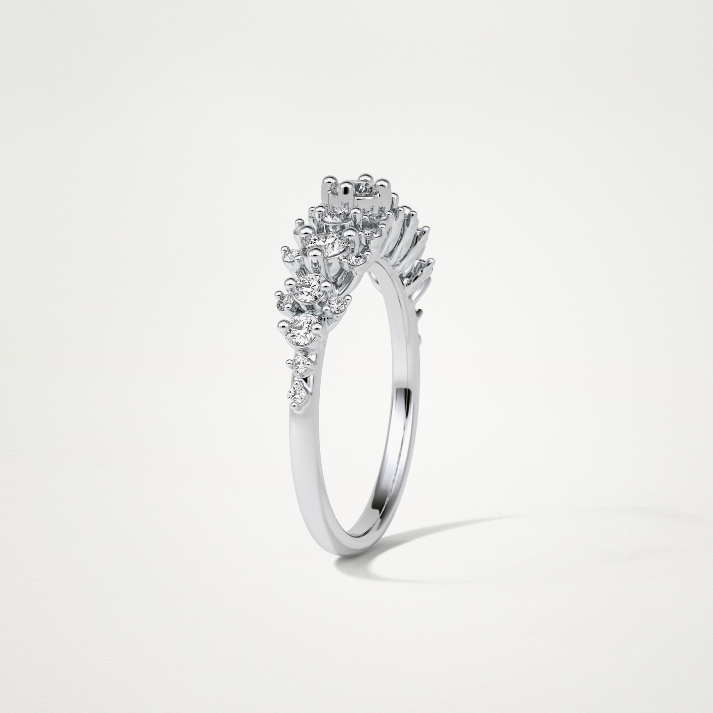 0.64 TCW Round Cluster Half Eternity Wedding Band – Solid Gold Elegant and Timeless Design