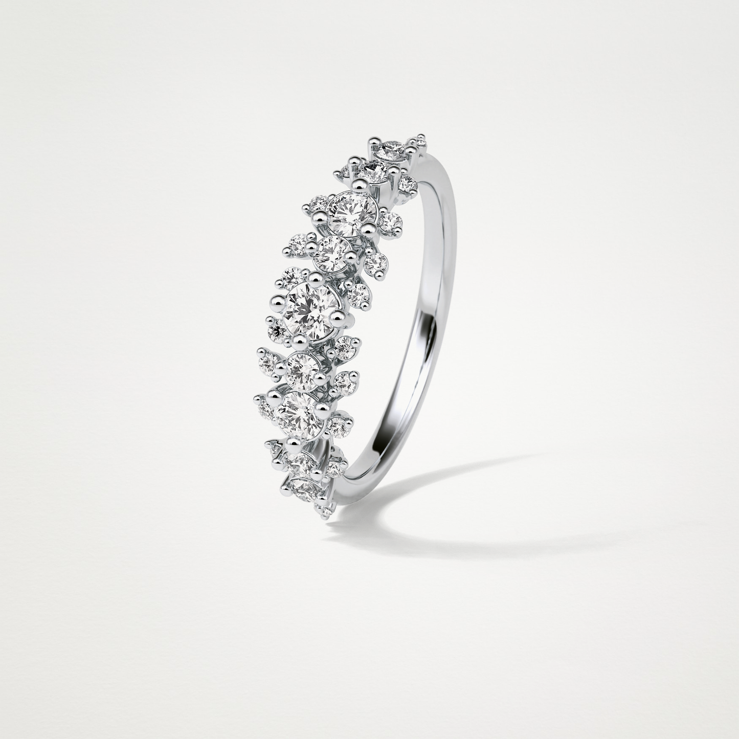 0.64 TCW Round Cluster Half Eternity Wedding Band – Solid Gold Elegant and Timeless Design