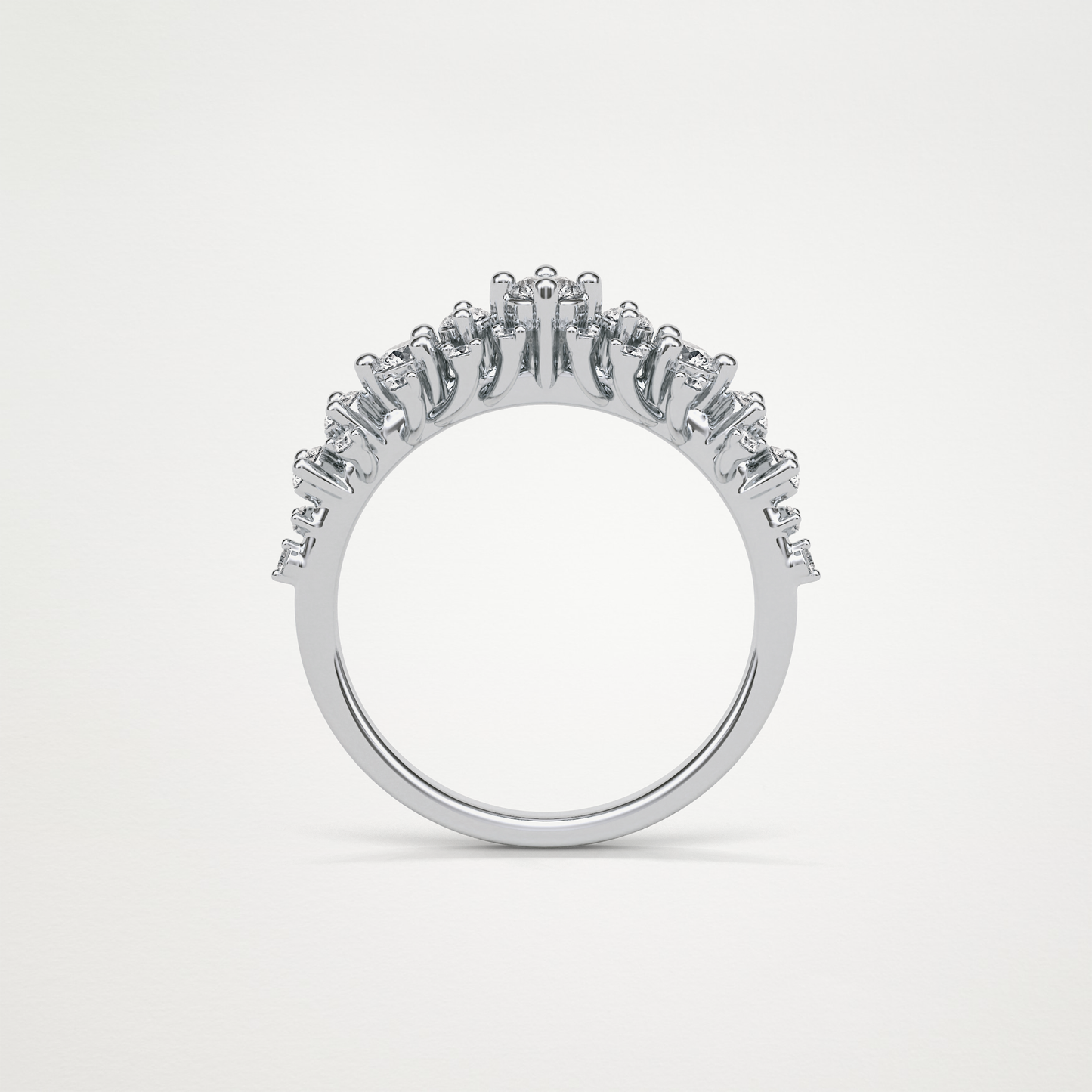 0.64 TCW Round Cluster Half Eternity Wedding Band – Solid Gold Elegant and Timeless Design
