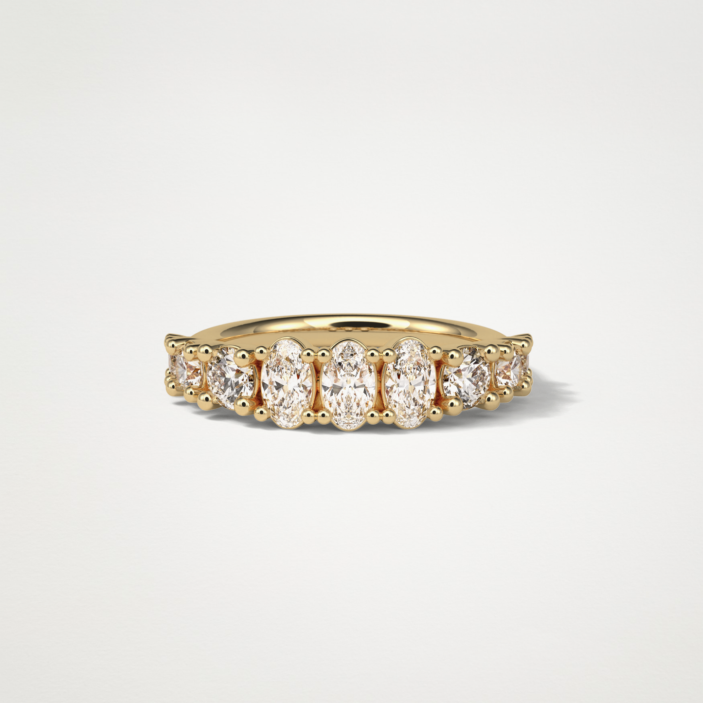 1.2 TCW Oval and Round Half Eternity Wedding Band – Solid Gold Elegant and Timeless Design