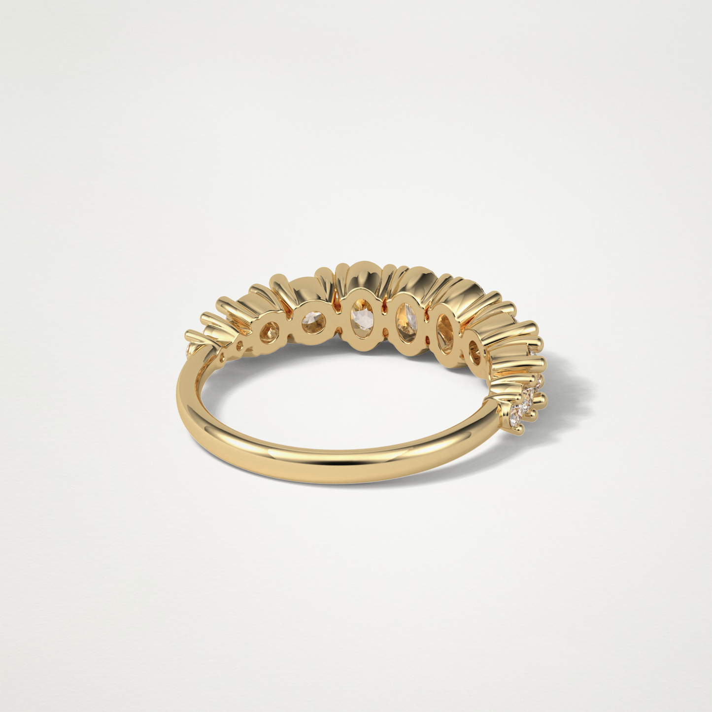 1.2 TCW Oval and Round Half Eternity Wedding Band – Solid Gold Elegant and Timeless Design