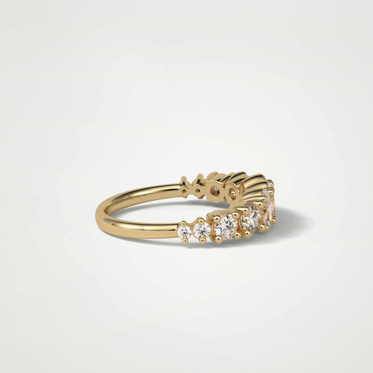 1.2 TCW Oval and Round Half Eternity Wedding Band – Solid Gold Elegant and Timeless Design