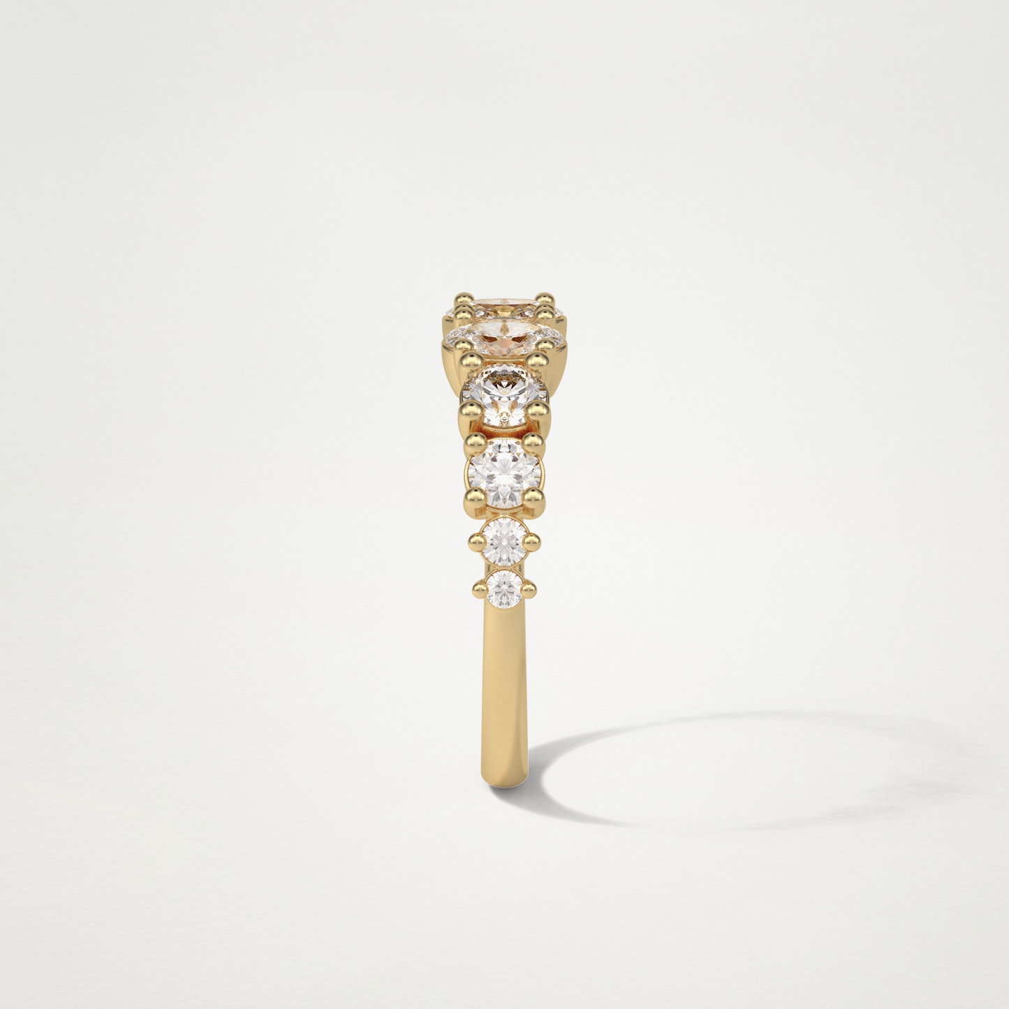 1.2 TCW Oval and Round Half Eternity Wedding Band – Solid Gold Elegant and Timeless Design