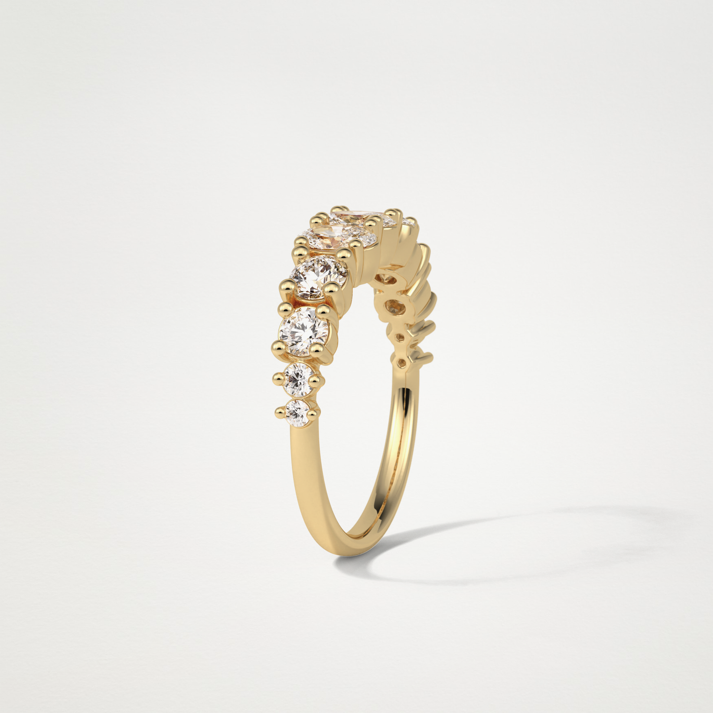 1.2 TCW Oval and Round Half Eternity Wedding Band – Solid Gold Elegant and Timeless Design