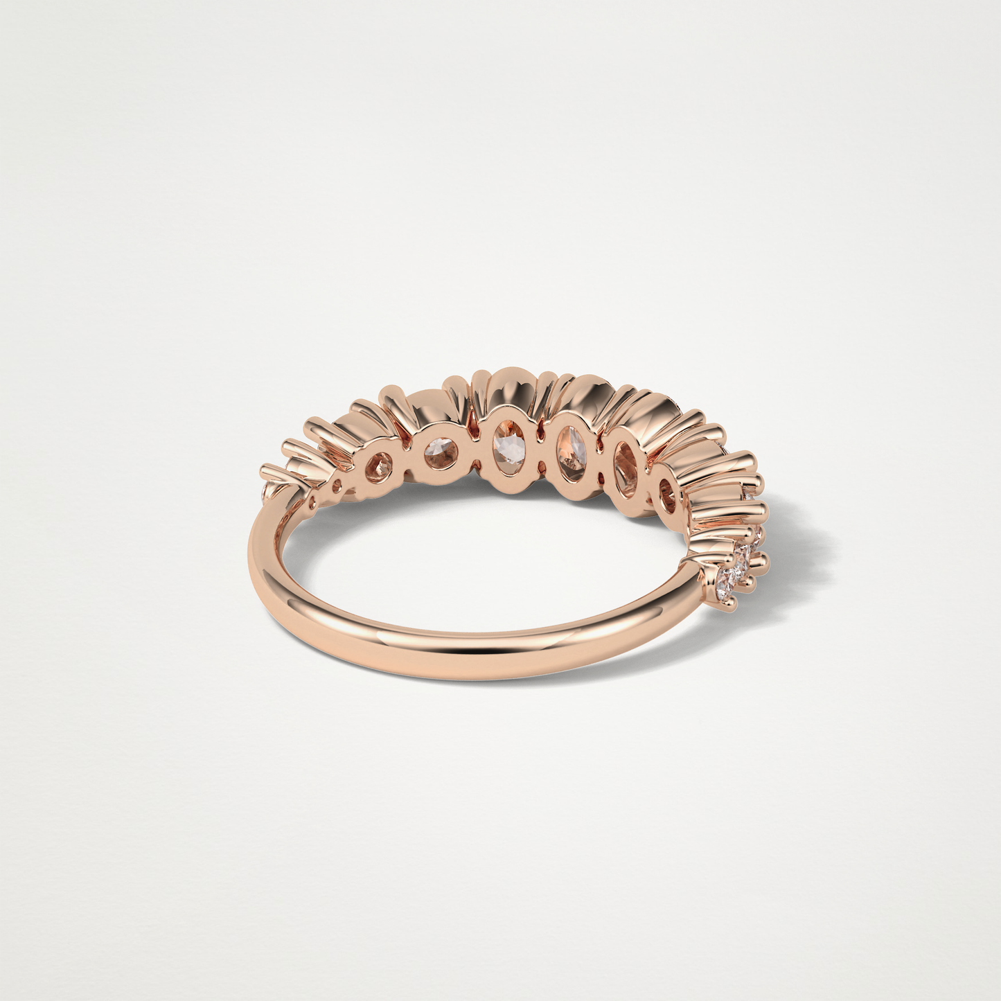 1.2 TCW Oval and Round Half Eternity Wedding Band – Solid Gold Elegant and Timeless Design