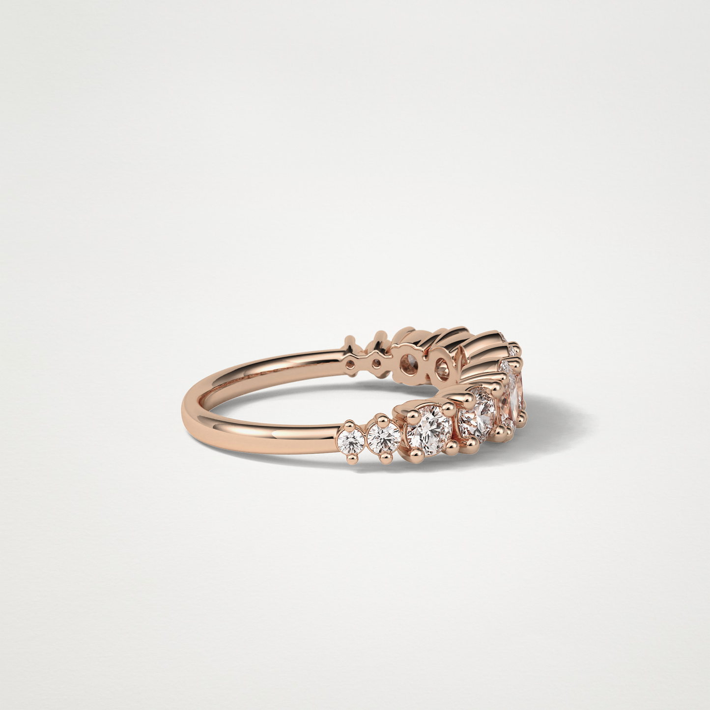1.2 TCW Oval and Round Half Eternity Wedding Band – Solid Gold Elegant and Timeless Design