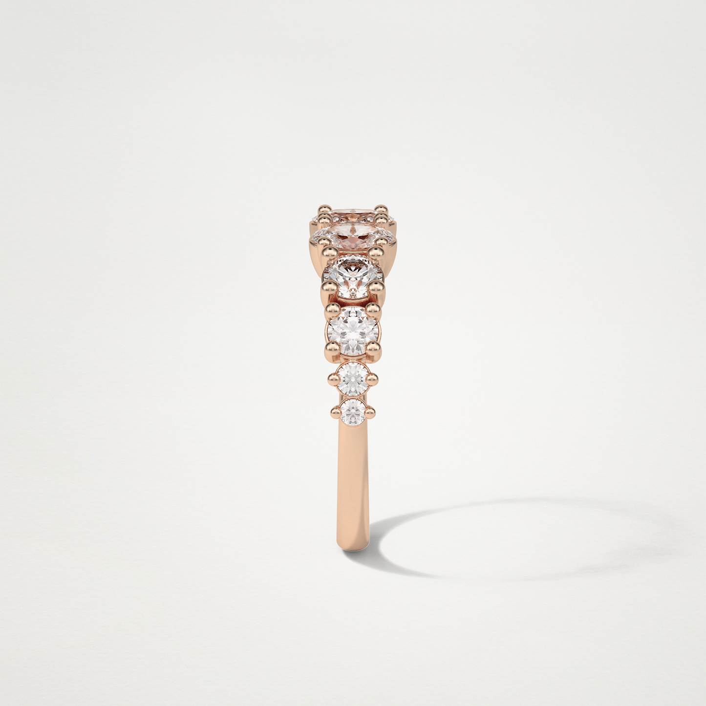 1.2 TCW Oval and Round Half Eternity Wedding Band – Solid Gold Elegant and Timeless Design