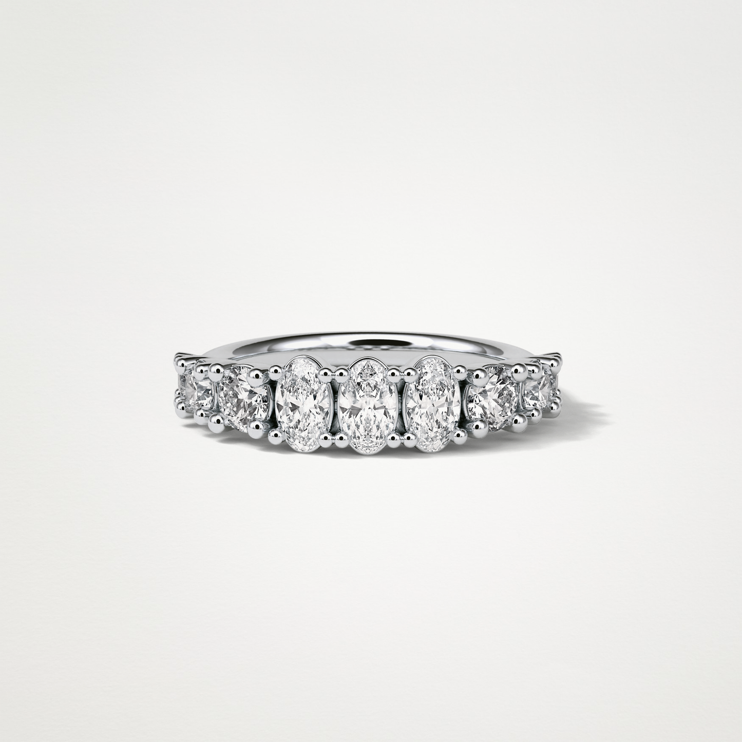 1.2 TCW Oval and Round Half Eternity Wedding Band – Solid Gold Elegant and Timeless Design