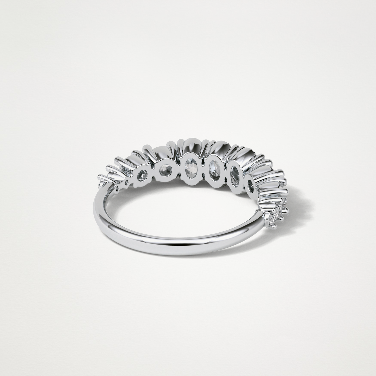 1.2 TCW Oval and Round Half Eternity Wedding Band – Solid Gold Elegant and Timeless Design