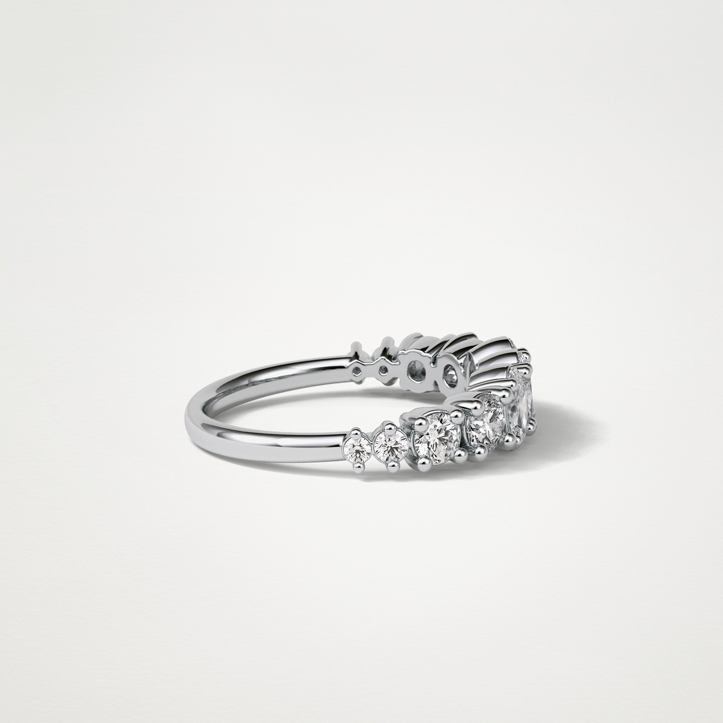 1.2 TCW Oval and Round Half Eternity Wedding Band – Solid Gold Elegant and Timeless Design