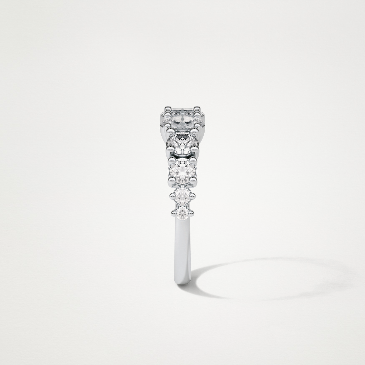 1.2 TCW Oval and Round Half Eternity Wedding Band – Solid Gold Elegant and Timeless Design