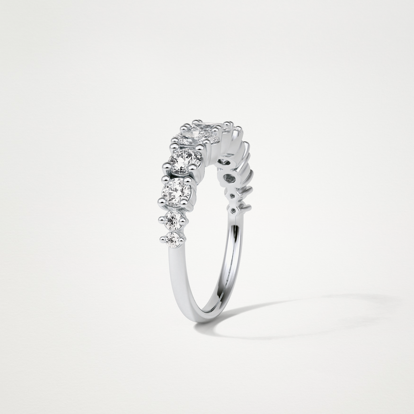 1.2 TCW Oval and Round Half Eternity Wedding Band – Solid Gold Elegant and Timeless Design