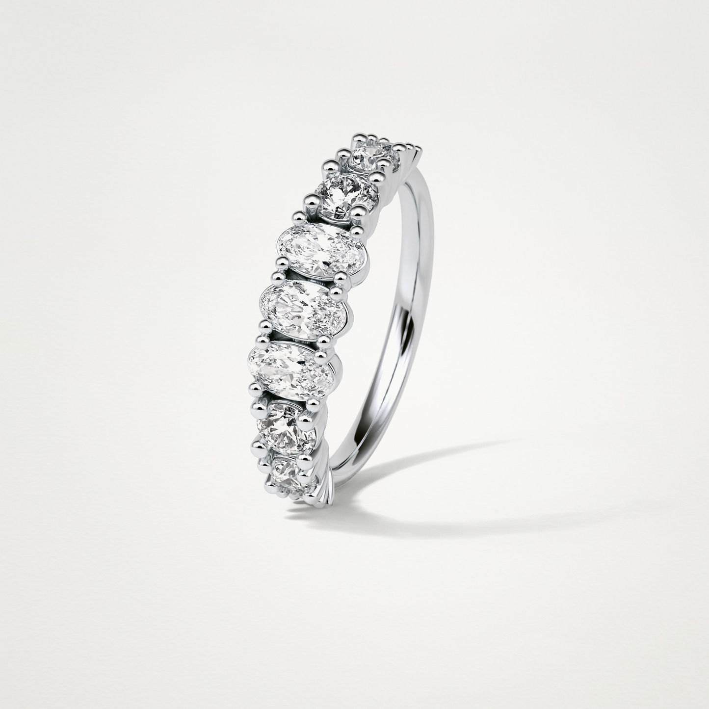 1.2 TCW Oval and Round Half Eternity Wedding Band – Solid Gold Elegant and Timeless Design