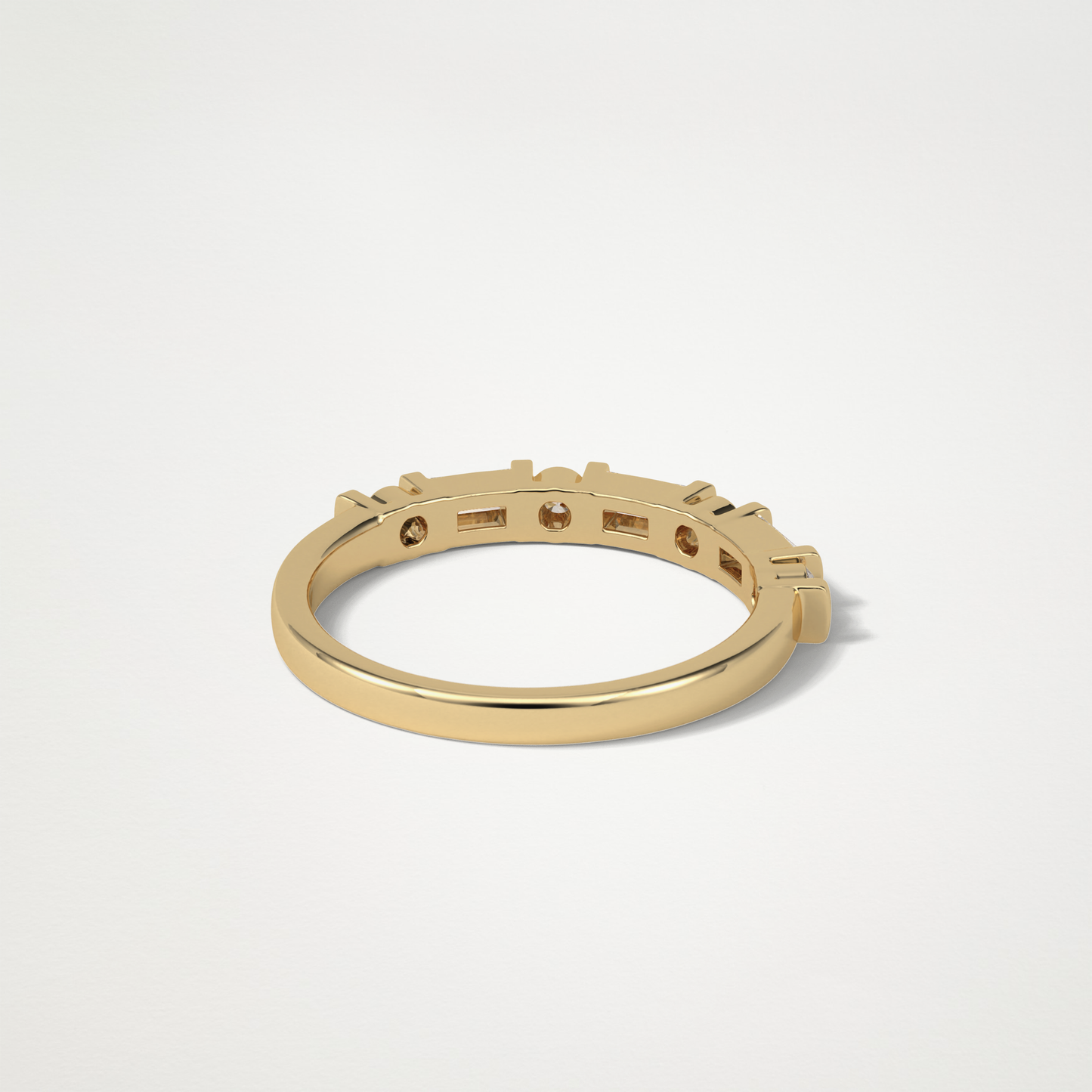 0.42 TCW Baguette and Round Half Eternity Wedding Band – Solid Gold Elegant and Timeless Design