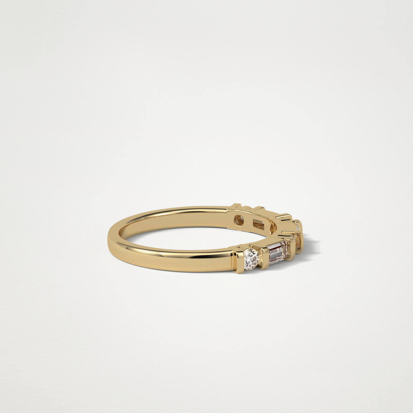 0.42 TCW Baguette and Round Half Eternity Wedding Band – Solid Gold Elegant and Timeless Design