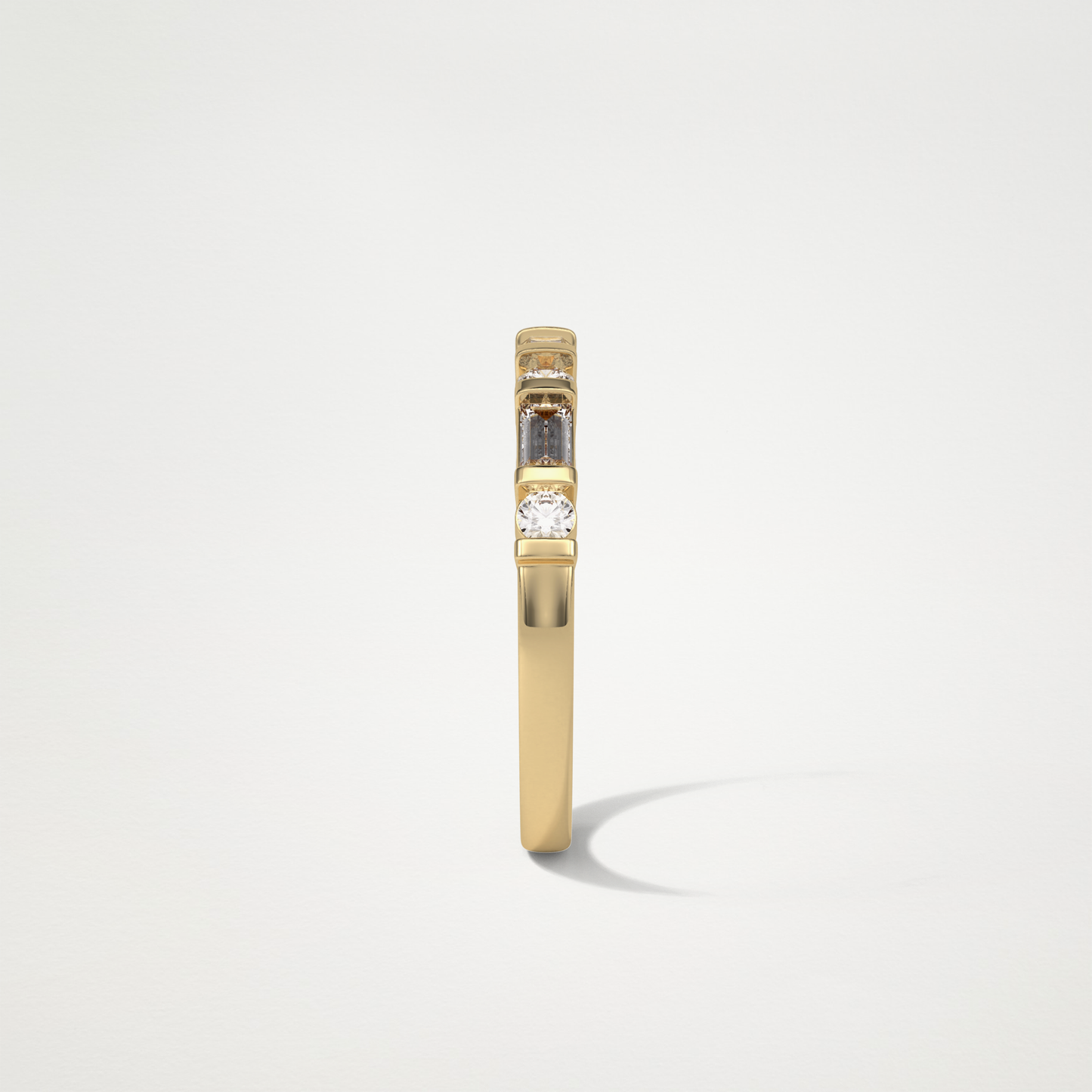 0.42 TCW Baguette and Round Half Eternity Wedding Band – Solid Gold Elegant and Timeless Design