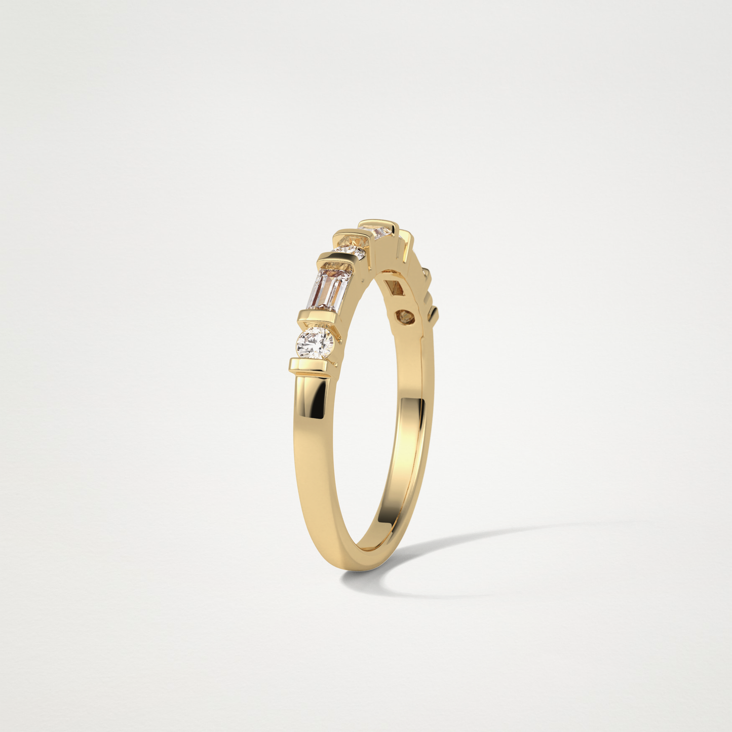 0.42 TCW Baguette and Round Half Eternity Wedding Band – Solid Gold Elegant and Timeless Design