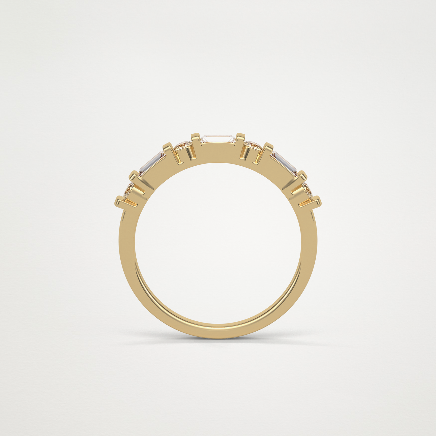 0.42 TCW Baguette and Round Half Eternity Wedding Band – Solid Gold Elegant and Timeless Design