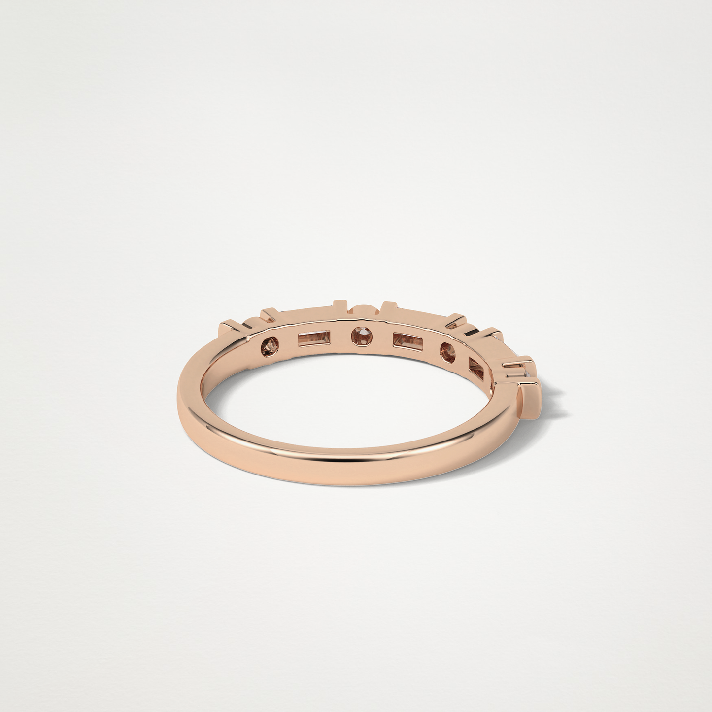 0.42 TCW Baguette and Round Half Eternity Wedding Band – Solid Gold Elegant and Timeless Design