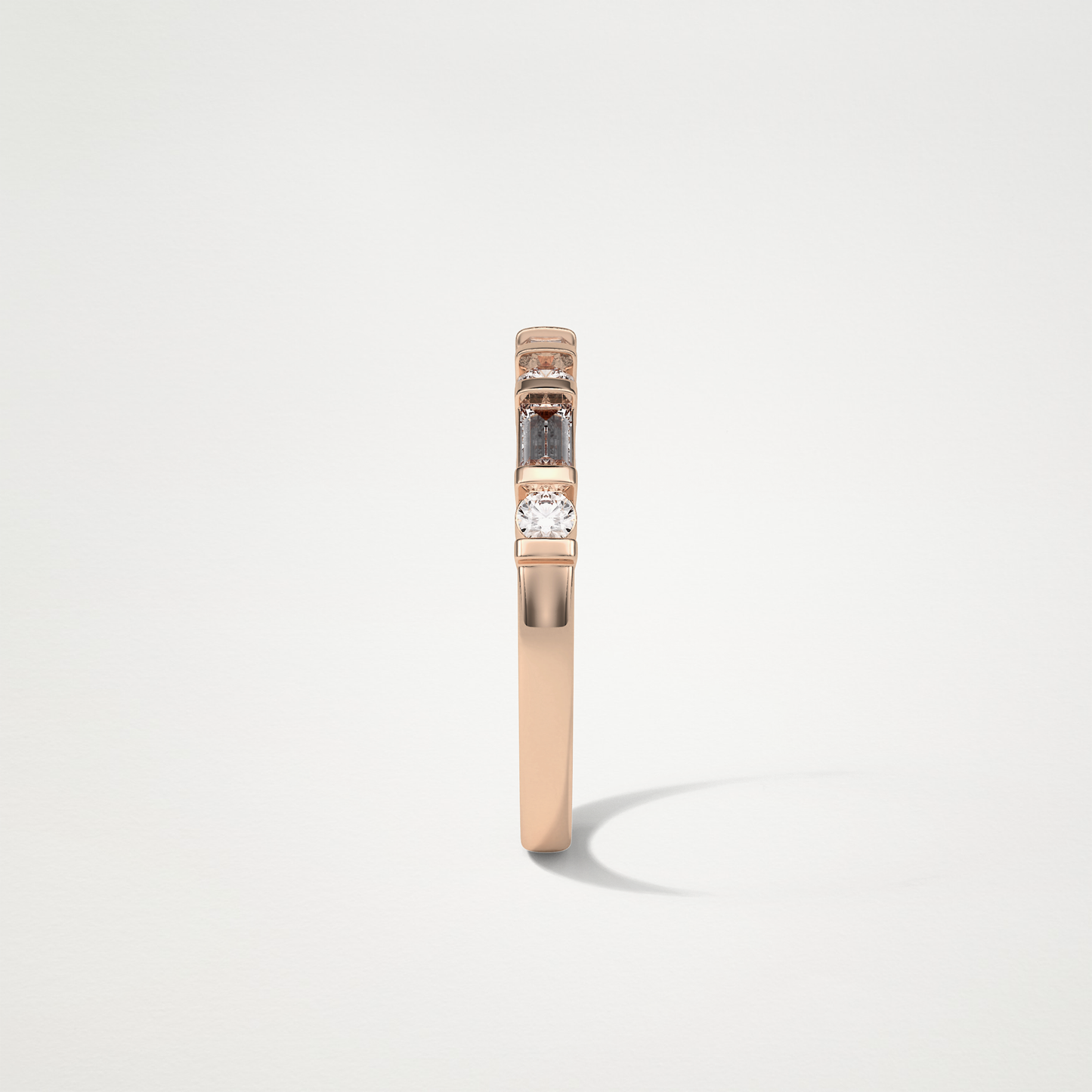 0.42 TCW Baguette and Round Half Eternity Wedding Band – Solid Gold Elegant and Timeless Design