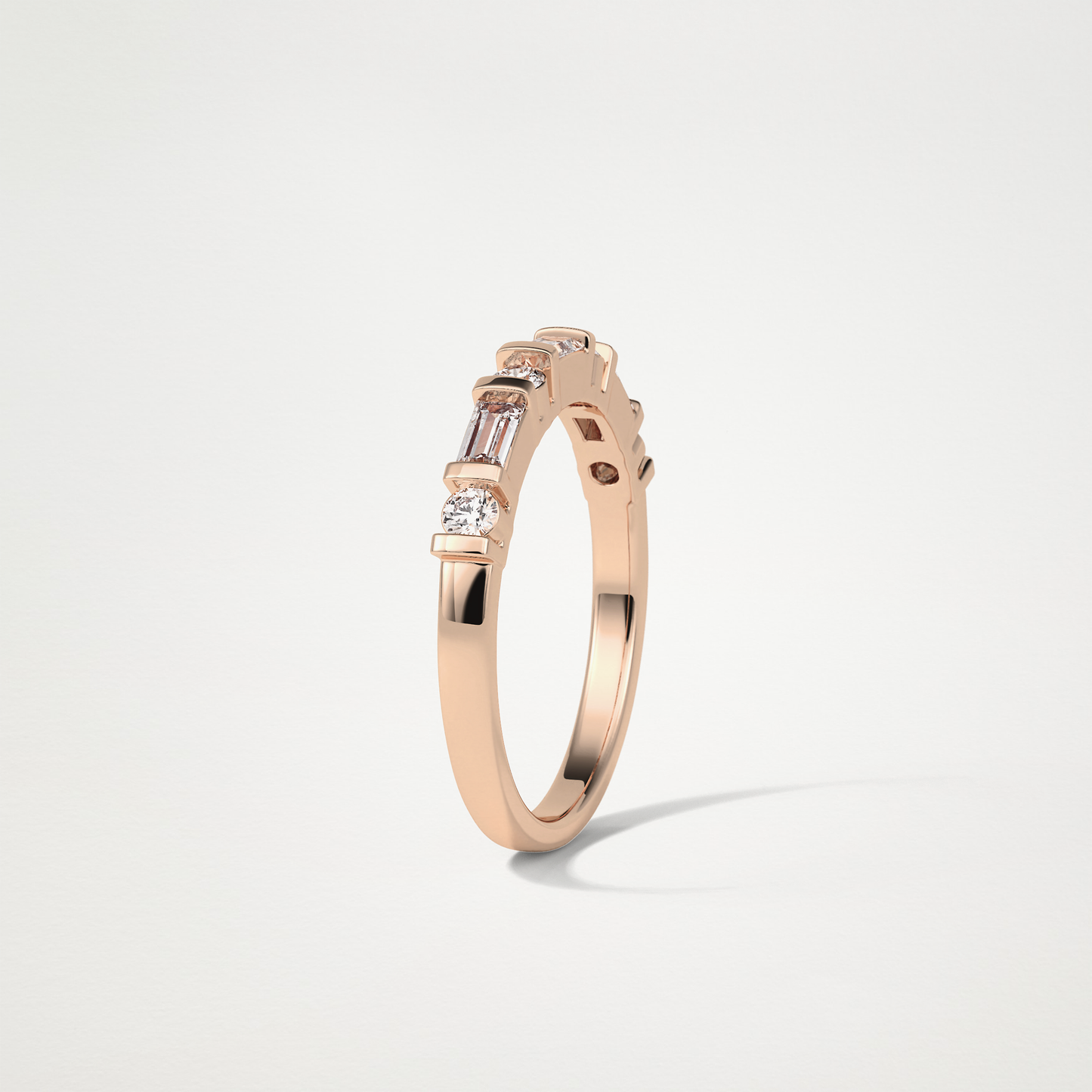 0.42 TCW Baguette and Round Half Eternity Wedding Band – Solid Gold Elegant and Timeless Design