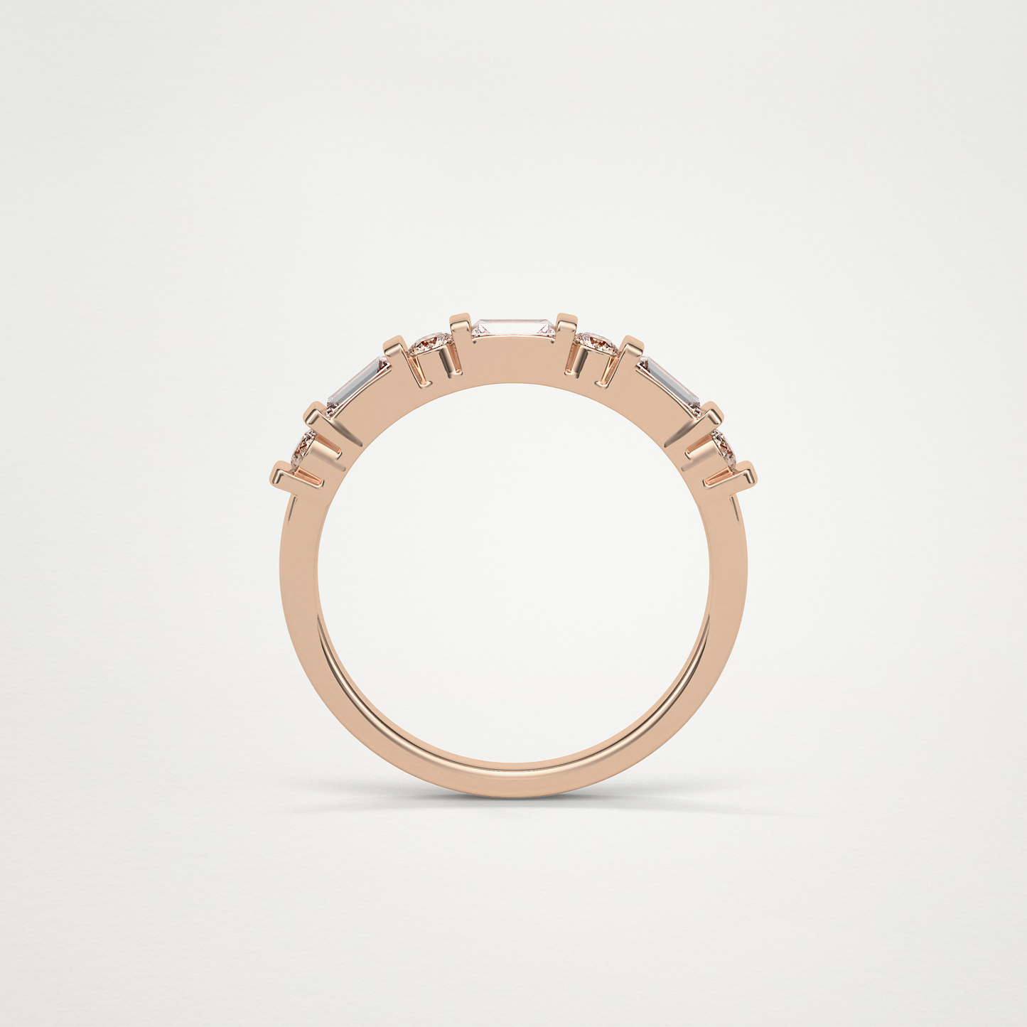 0.42 TCW Baguette and Round Half Eternity Wedding Band – Solid Gold Elegant and Timeless Design