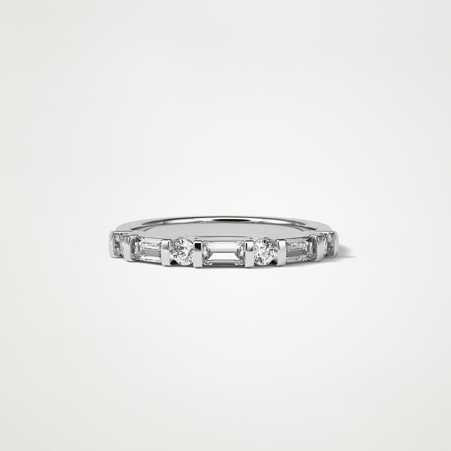 0.42 TCW Baguette and Round Half Eternity Wedding Band – Solid Gold Elegant and Timeless Design
