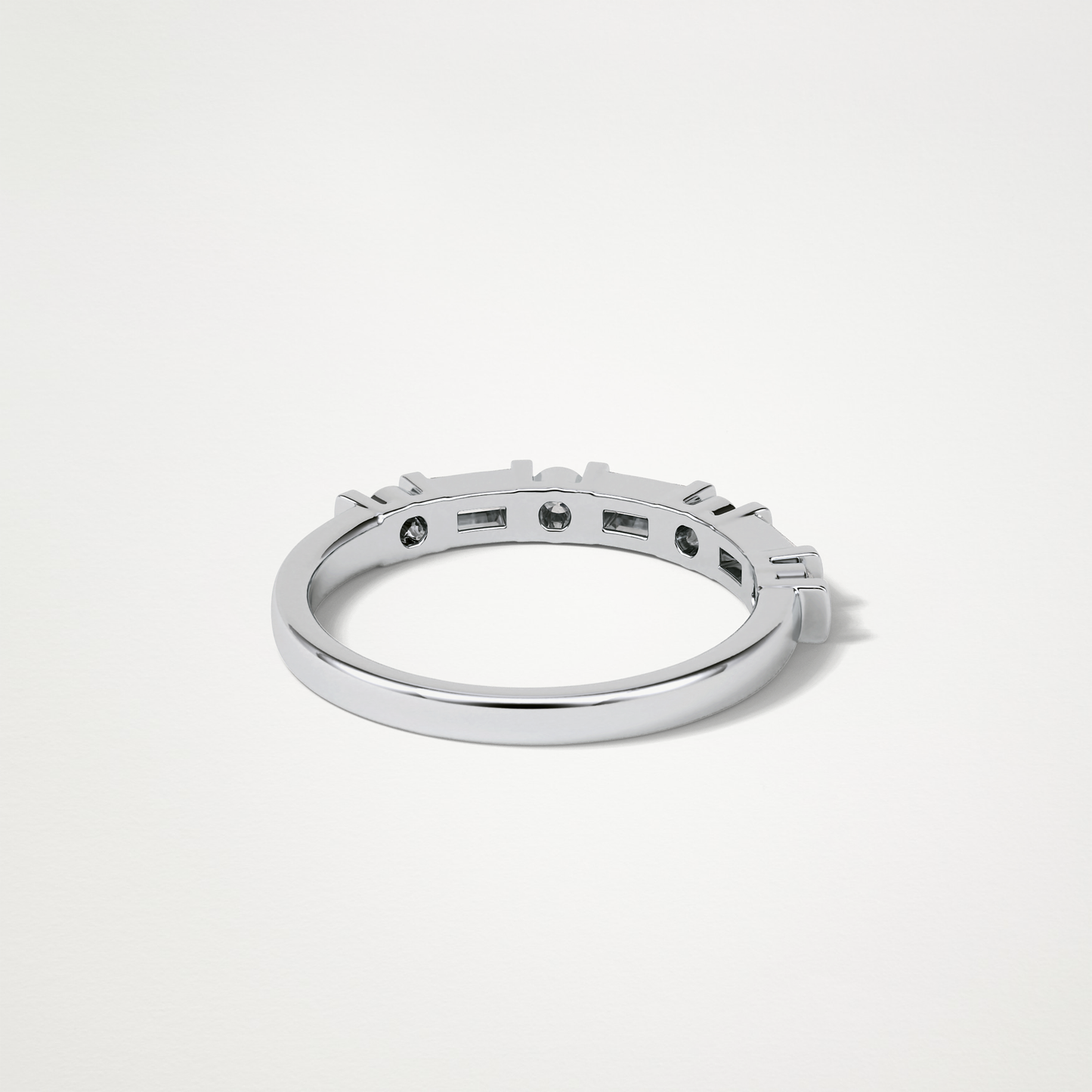 0.42 TCW Baguette and Round Half Eternity Wedding Band – Solid Gold Elegant and Timeless Design