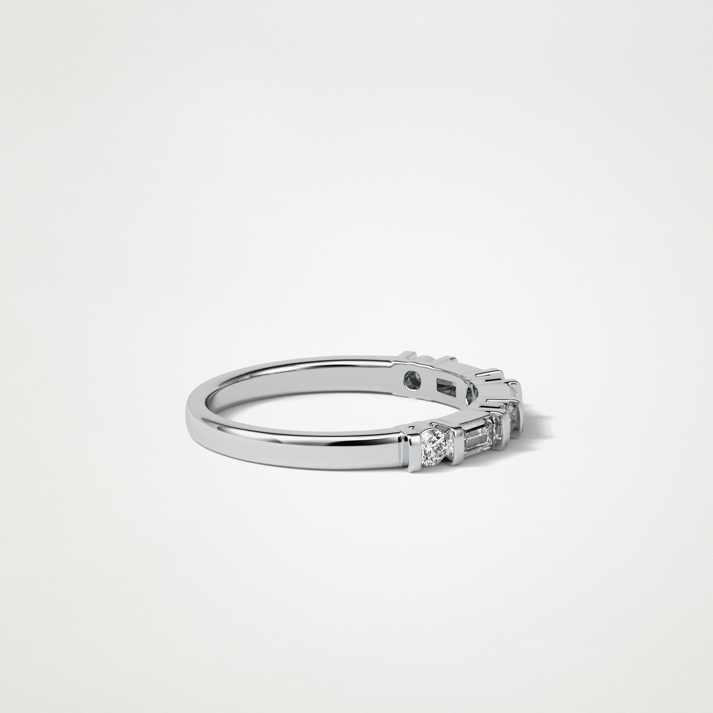 0.42 TCW Baguette and Round Half Eternity Wedding Band – Solid Gold Elegant and Timeless Design