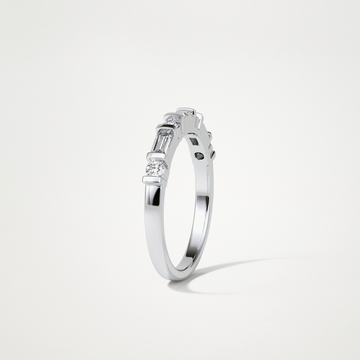0.42 TCW Baguette and Round Half Eternity Wedding Band – Solid Gold Elegant and Timeless Design
