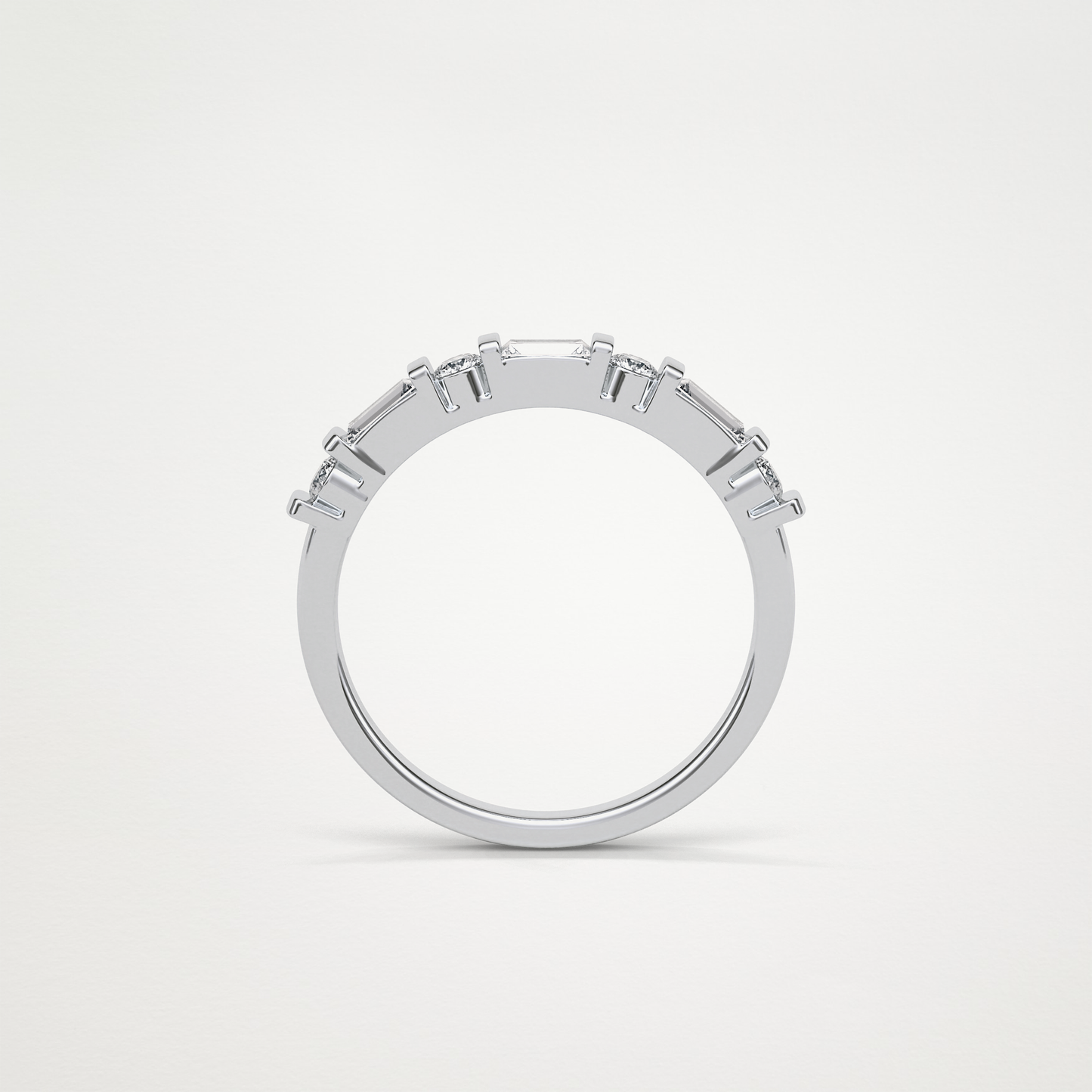 0.42 TCW Baguette and Round Half Eternity Wedding Band – Solid Gold Elegant and Timeless Design