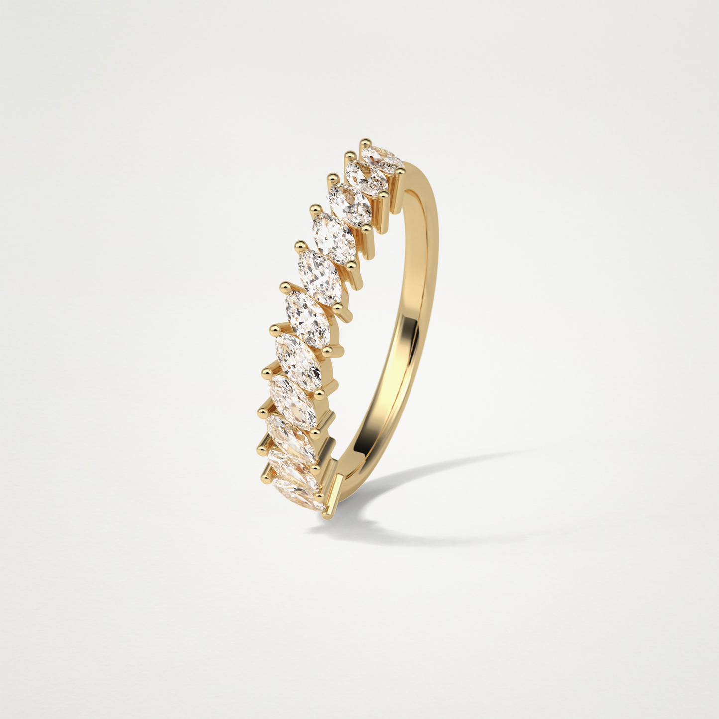 0.78 TCW Marquise Half Eternity Wedding Band – Solid Gold Elegant and Timeless Design