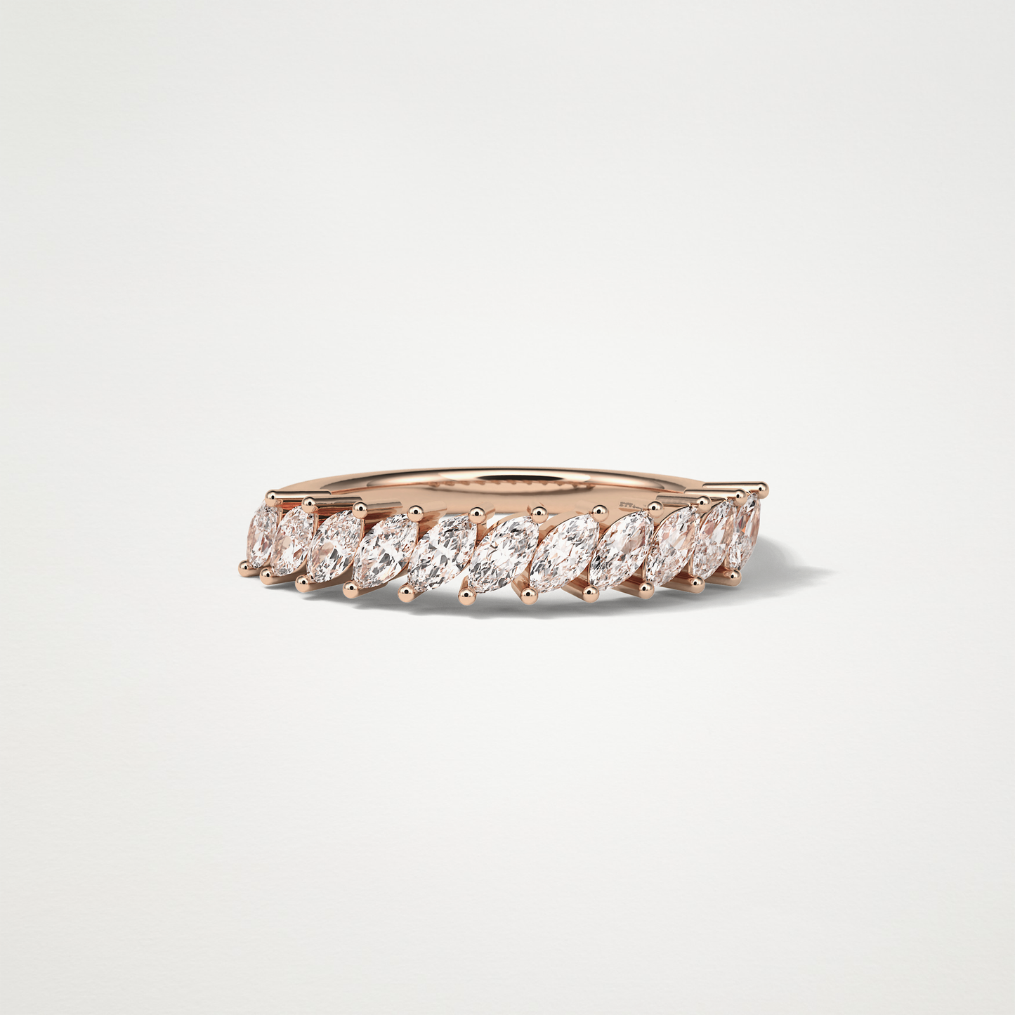 0.78 TCW Marquise Half Eternity Wedding Band – Solid Gold Elegant and Timeless Design