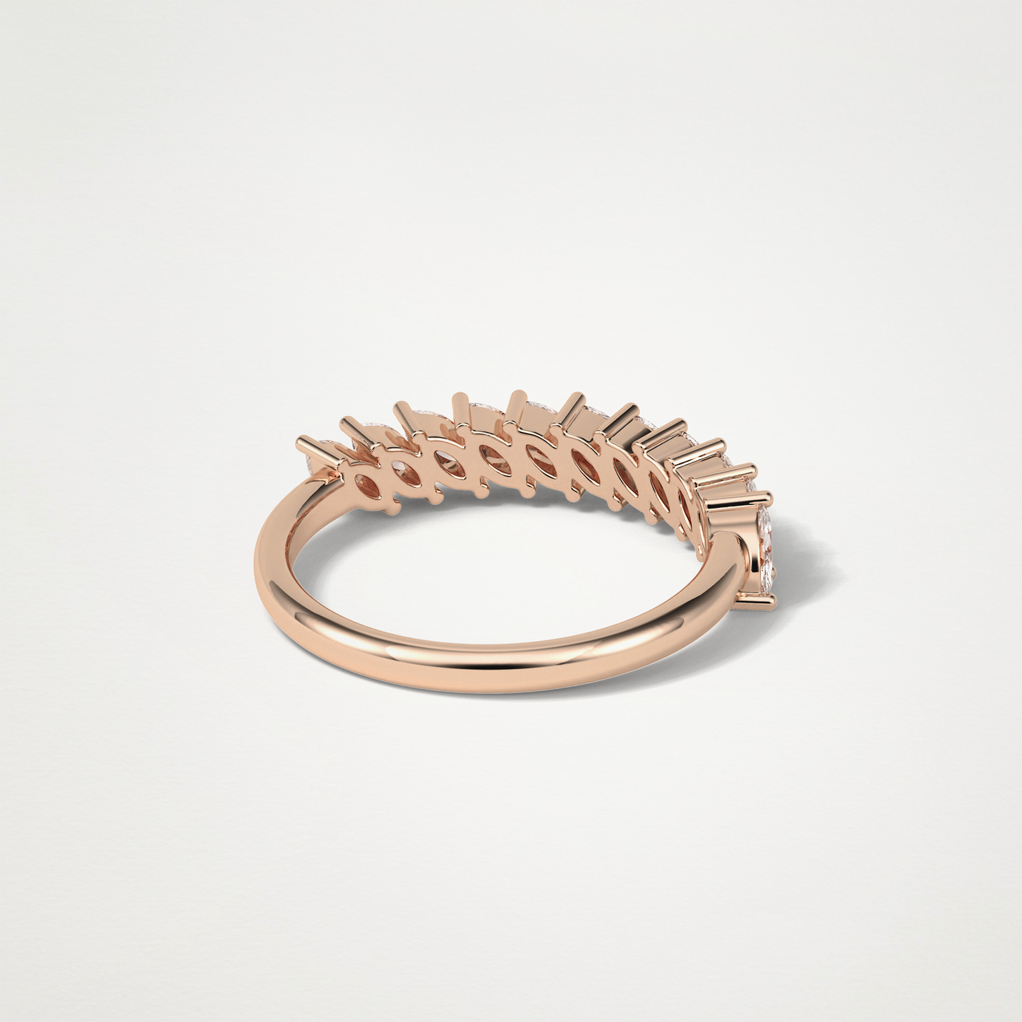 0.78 TCW Marquise Half Eternity Wedding Band – Solid Gold Elegant and Timeless Design