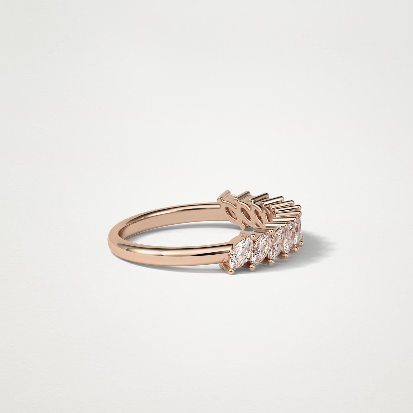0.78 TCW Marquise Half Eternity Wedding Band – Solid Gold Elegant and Timeless Design