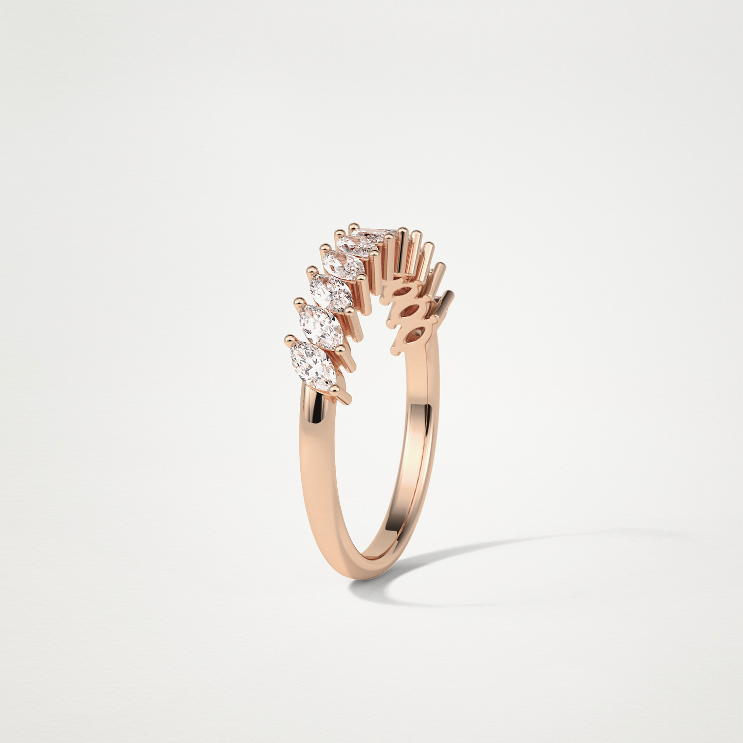 0.78 TCW Marquise Half Eternity Wedding Band – Solid Gold Elegant and Timeless Design